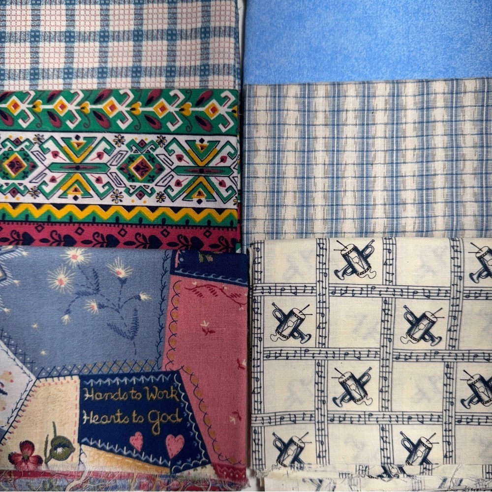 6 fat, quarters Colorful cotton Quilting Fabric Bundle vintage retro #31